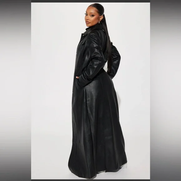 Faux Leather Trench - Picture 3 of 3